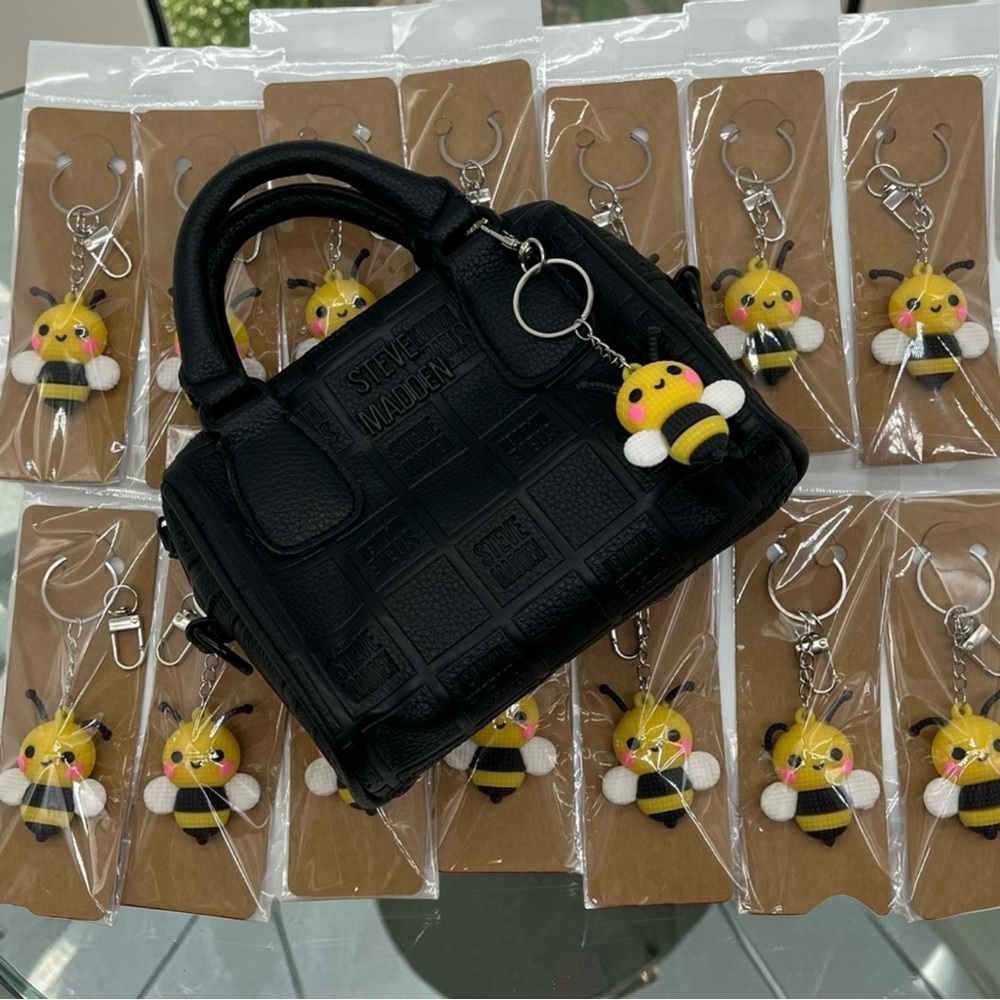 SET OF 2 Bee Bag Charms Keychains New Rubber/ PVC. - Picture 5 of 7